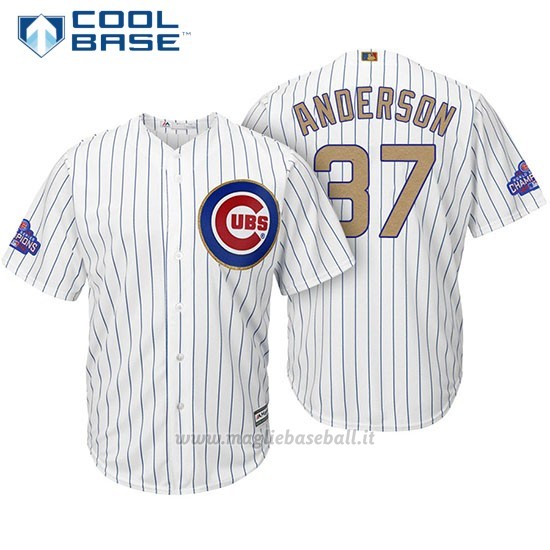 Maglia Baseball Uomo Chicago Cubs 37 Brett Anderson Bianco Or Program Cool Base